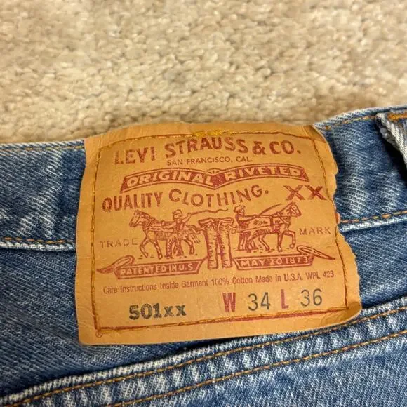 Vintage 90s Levi's 501xx Straight Leg Jeans 34x36 (32x33) Made in USA - Picture 5 of 14